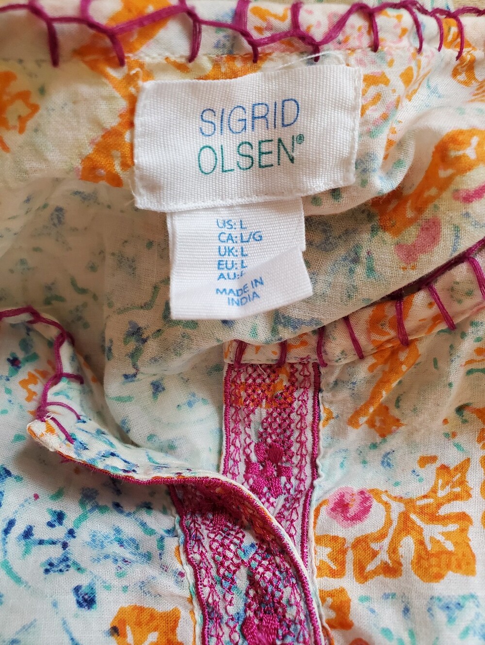 Sigrid Olsen Multi-Color Printed Tunic Top — Yellow & Teal Accents - Picture 2 of 7